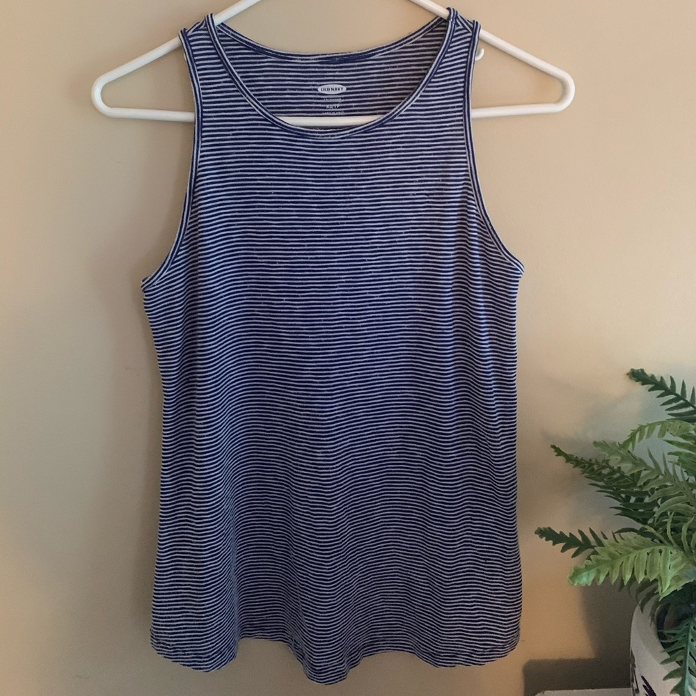 Blue and white stripped tank top